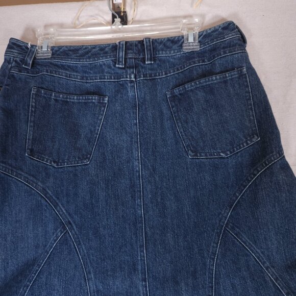 Garnet Hill Blue Jean Skirt Womens Size 12 Denim Pockets A-Line Cowboy Core - Picture 11 of 12